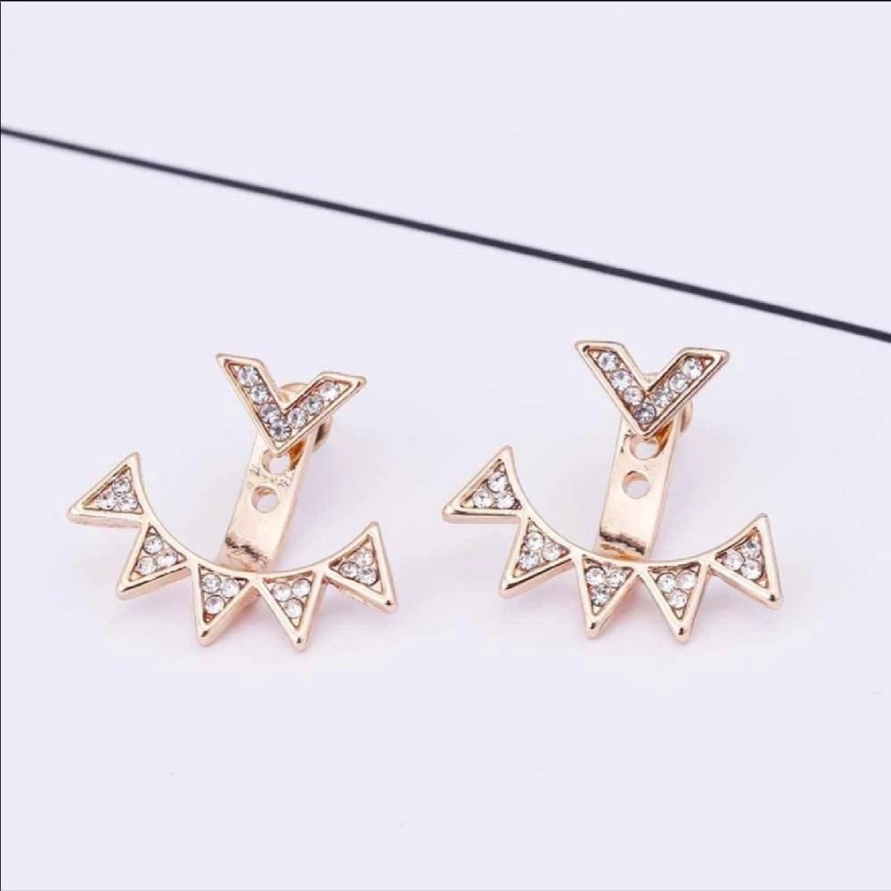 HOST PICK! 🎉 Last 1! Gold Crystal Spike Earrings - Picture 3 of 3